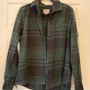 BASS Comfy Green and Black Flannel Shirt, Size Large